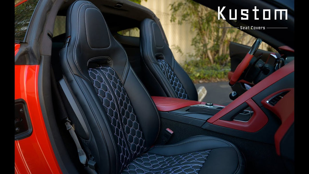 Corvette C7 Custom Honeycomb Seat Cover Installation @SK8BOARDLEE