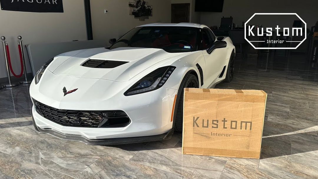 Corvette C7 Full Red Honeycomb Leather Seat Cover Install @kobyspurgin