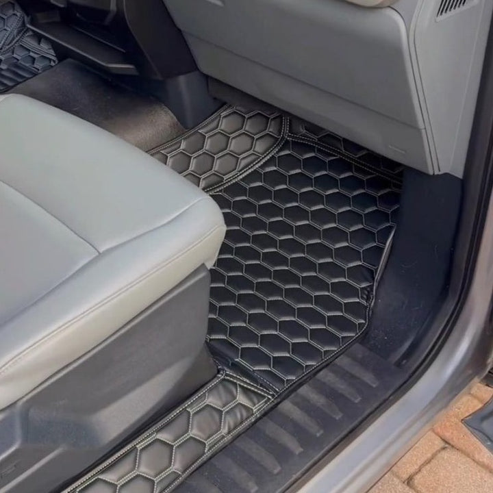 2015+ Ford F150 Premium Honeycomb Leather Floor Mat Liners