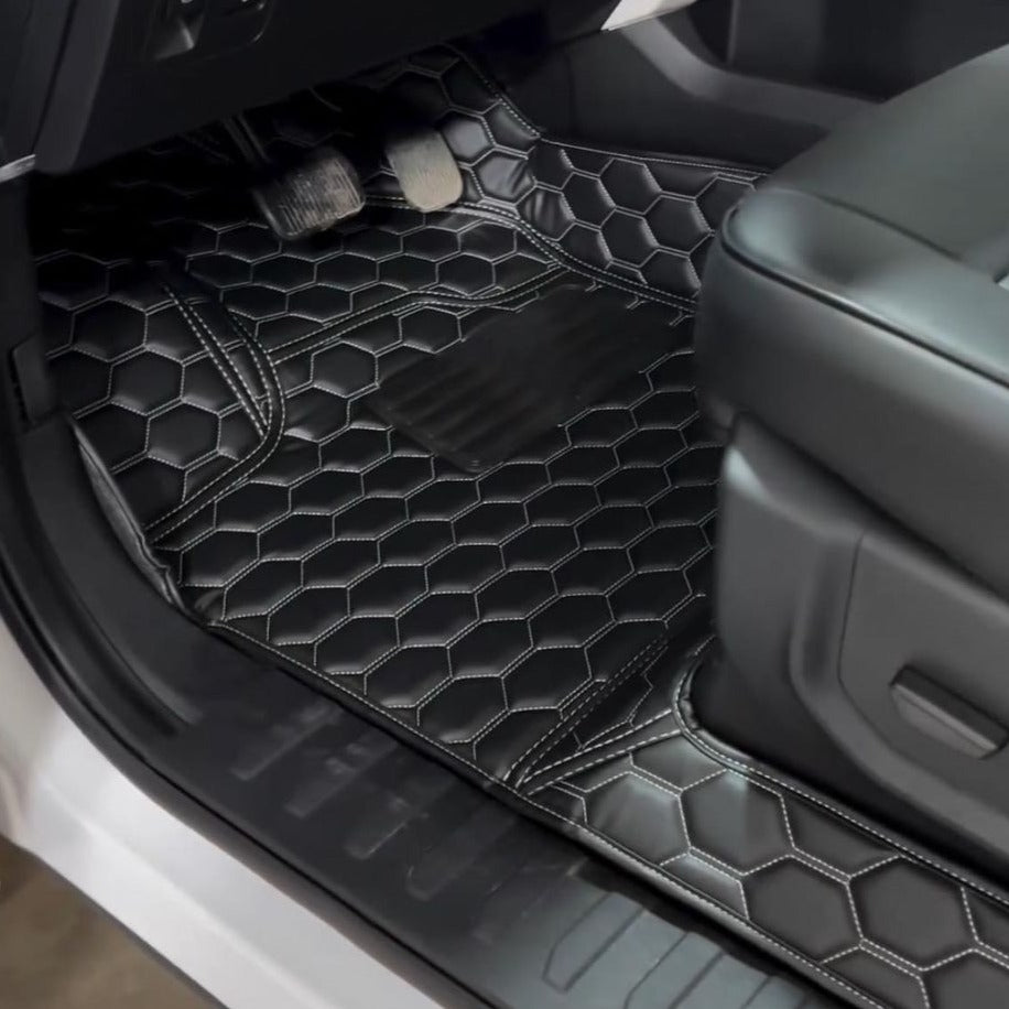2015+ Ford F150 Premium Honeycomb Leather Floor Mat Liners