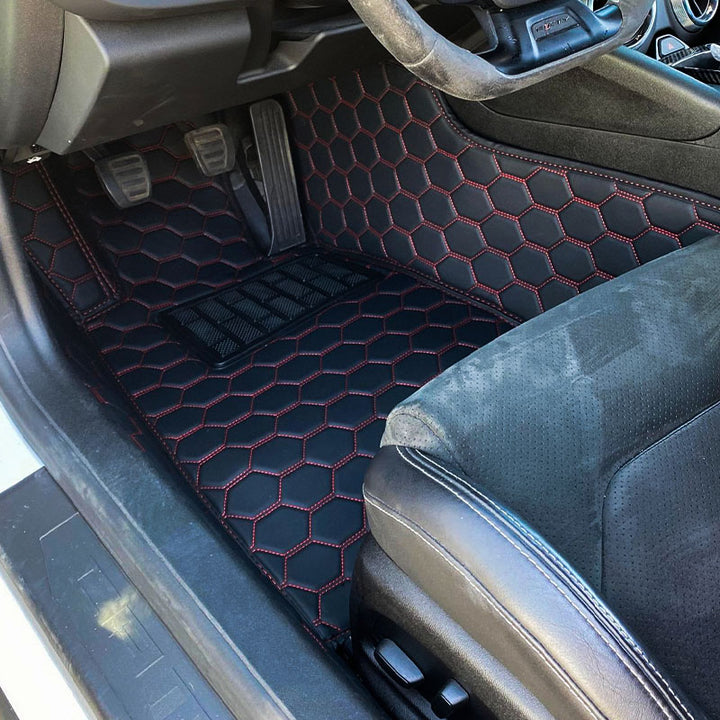 5th Gen Camaro Honeycomb Leather Floor Mat Liners