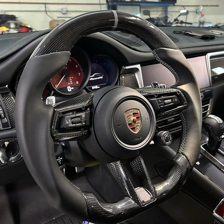 2014+ Porsche Macan Carbon Fiber Steering Wheel (Custom Order)