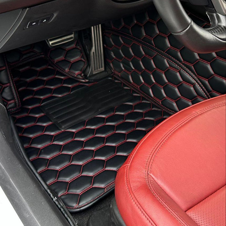 Corvette C7 Custom Honeycomb Leather Floor Mat