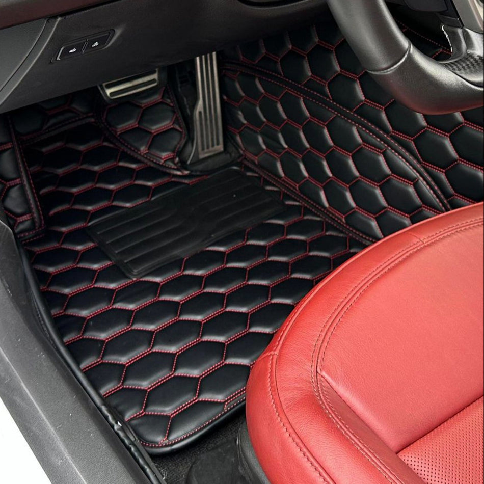 Corvette C7 Custom Honeycomb Leather Floor Mat