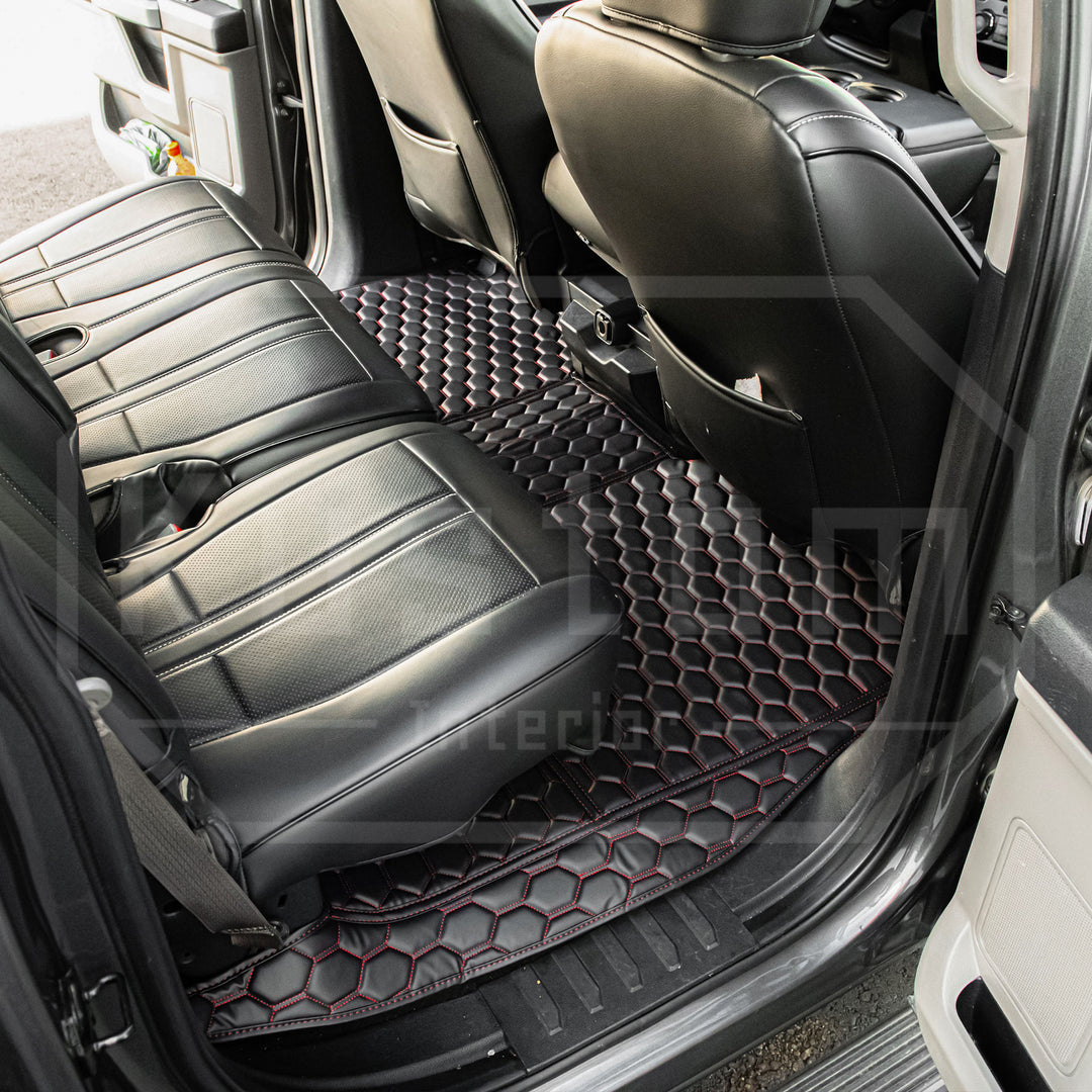 2015+ Ford F150 Premium Honeycomb Leather Floor Mat Liners