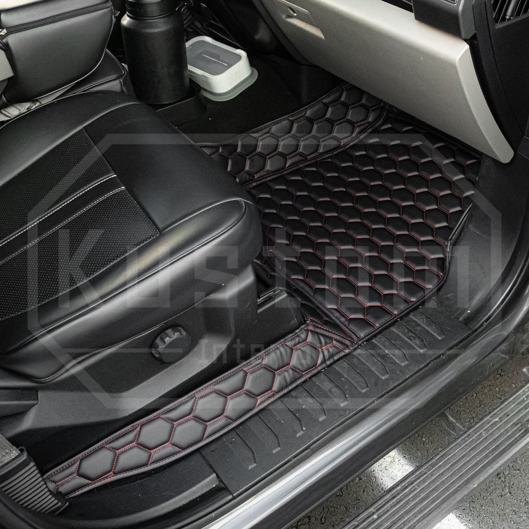 2015+ Ford F150 Premium Honeycomb Leather Floor Mat Liners