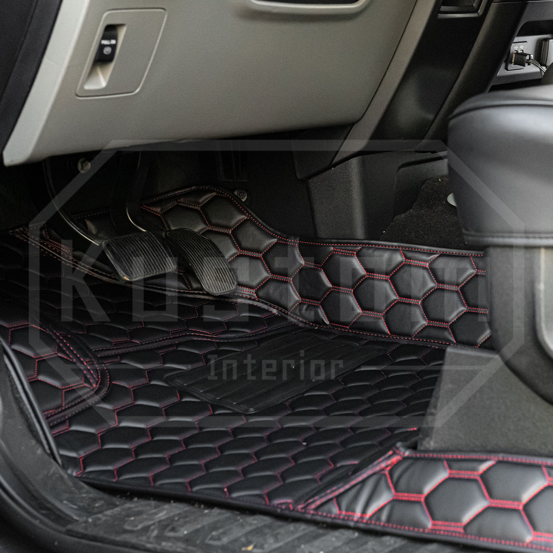 2015+ Ford F150 Premium Honeycomb Leather Floor Mat Liners