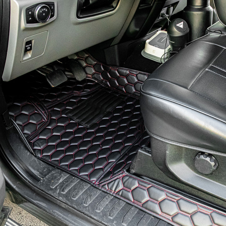 2015+ Ford F150 Premium Honeycomb Leather Floor Mat Liners