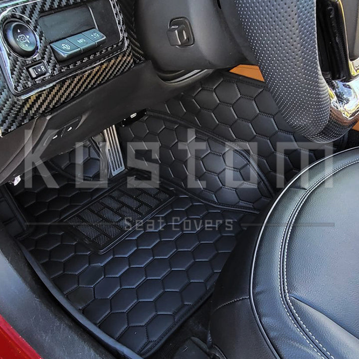 Corvette C7 Custom Honeycomb Leather Floor Mat