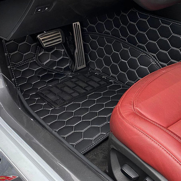 Corvette C7 Custom Honeycomb Leather Floor Mat